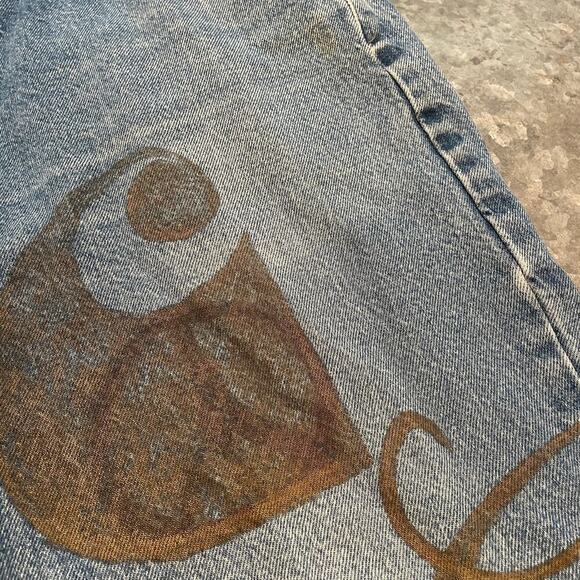 Vintage Y2K Carhartt Denim Relaxed Fit Jeans Mens 40x30 Artwork DIstressed Art - Picture 3 of 14